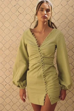 Dresses | SABO Minna Button Dress-Moss