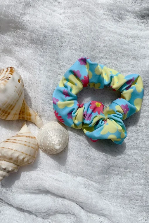 Swimwear | SABO Retro Floral Scrunchie-Blue