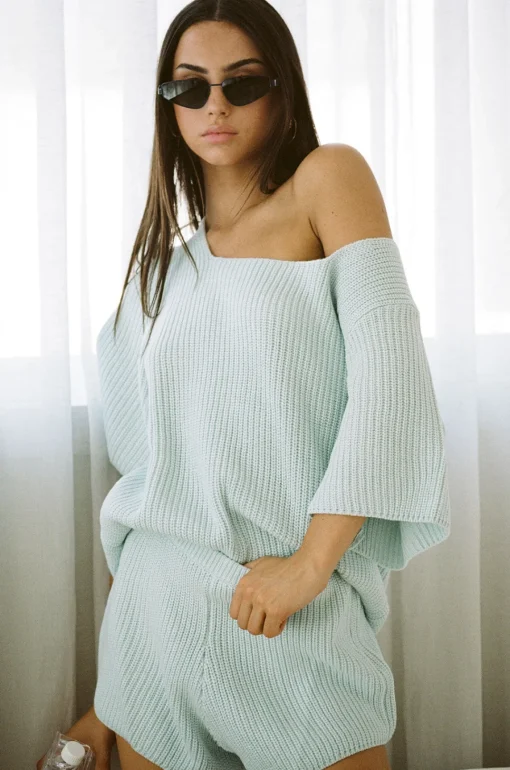 Sets | SABO Sevina Knit Shorts-Blue