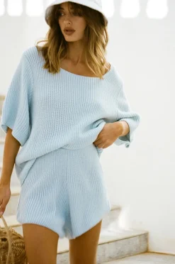 Sets | SABO Sevina Knit Shorts-Blue