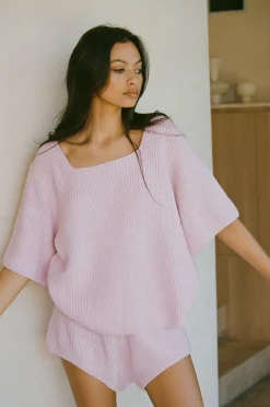 Sets | SABO Sevina Knit Shorts-Pink