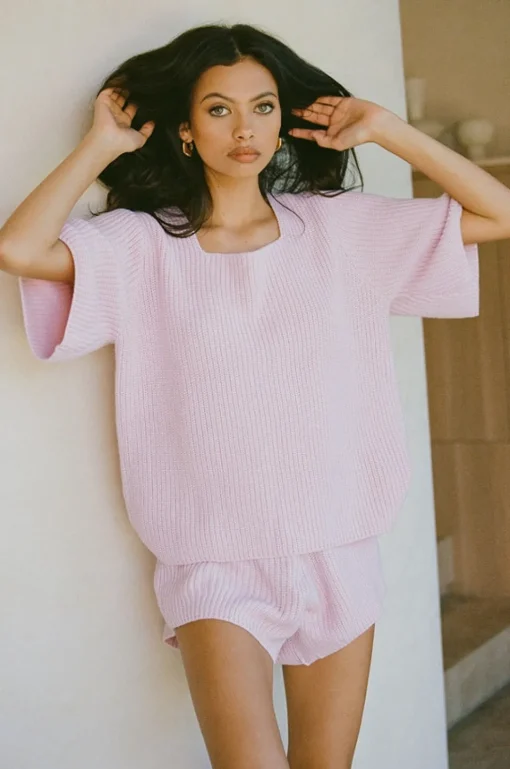 Sets | SABO Sevina Knit Shorts-Pink