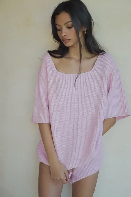 Sets | SABO Sevina Knit Shorts-Pink